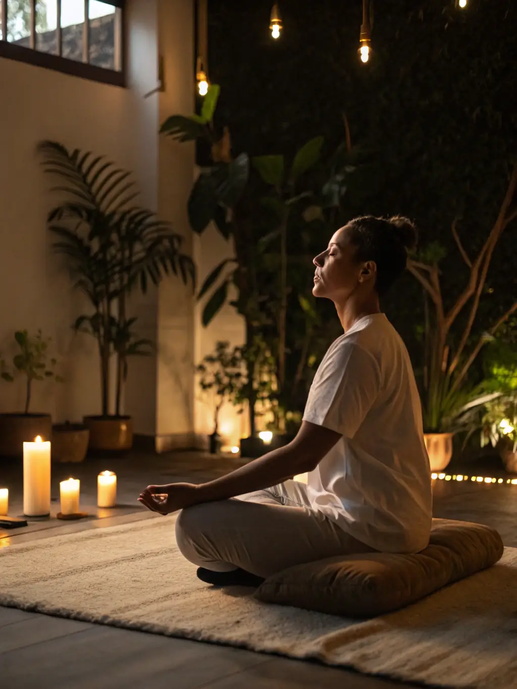 A serene image of a person meditating in a peaceful environment, representing spiritual consultation and inner peace.